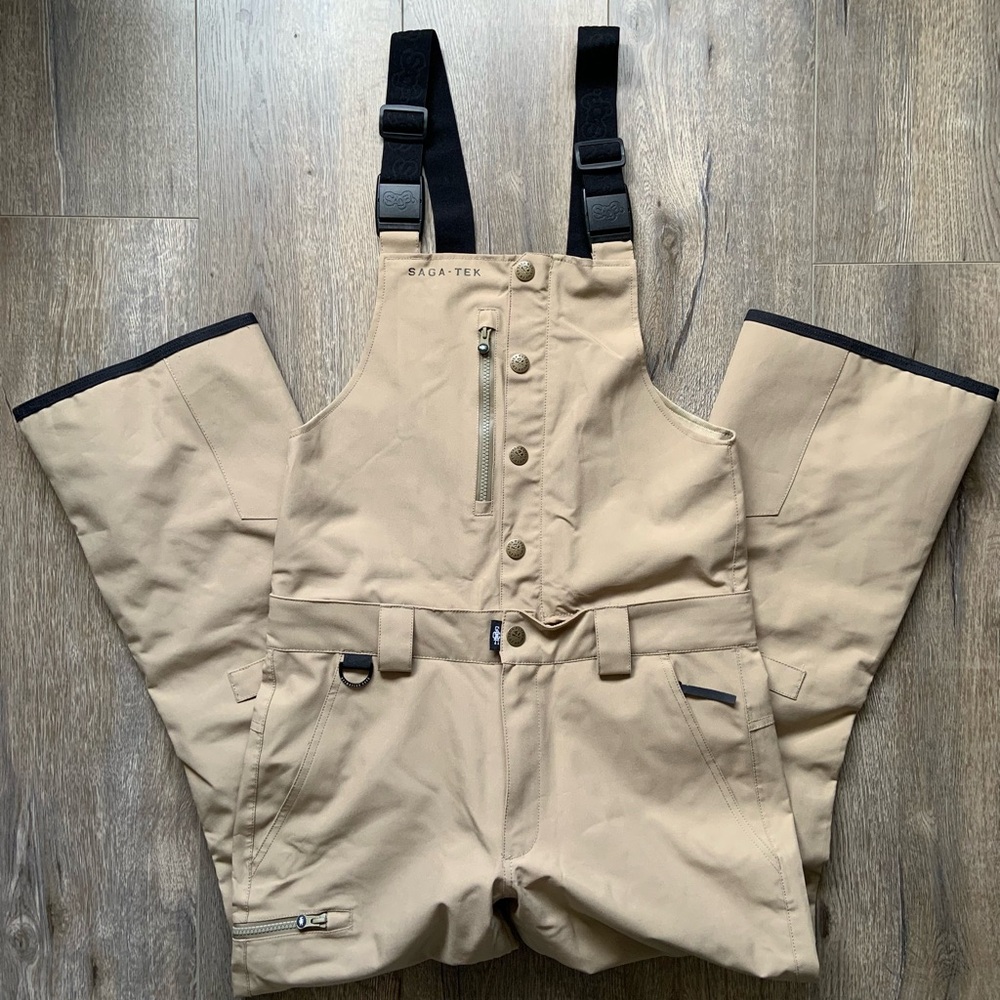 Saga Outerwear Monarch Snow Ski Snowboard Bib Pants Tan Men’s Size Small